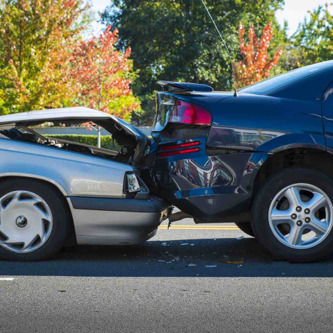Two vehicles in a crash