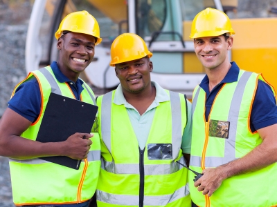 Trio of construction workers