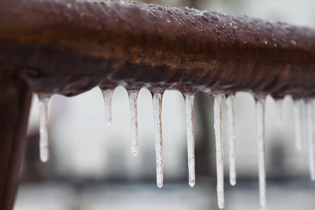 Frozen pipes in winter